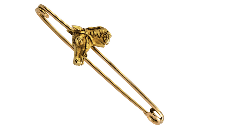 Vintage Horse Pin Brooch - 18K (750) Yellow Gold 7.8 Grams