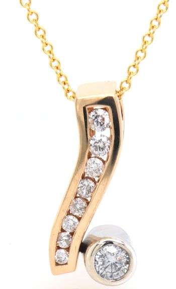 14kt Yellow gold Effy Bita 0.50ctw Geometric 2 tone diamond pendant on chain