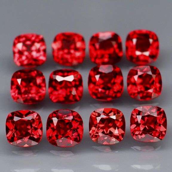 Premium 5.06ct cushion cut cherry red Garnet set