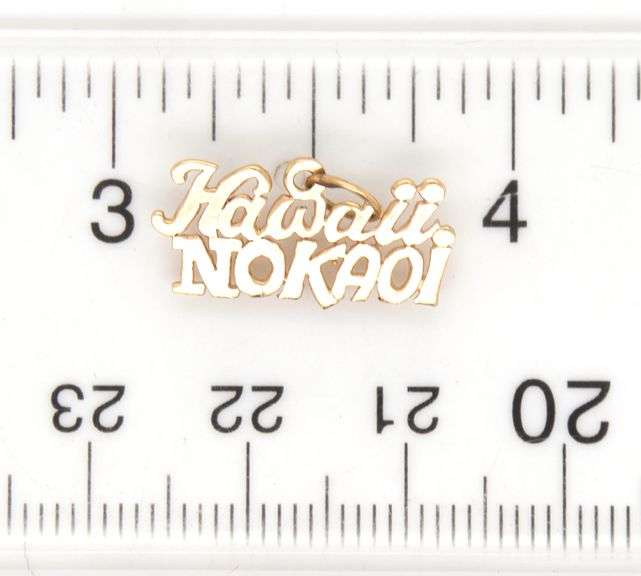 14kt Yellow gold Hawaii Nokaoi charm and Yellow gold Jade disc pendant