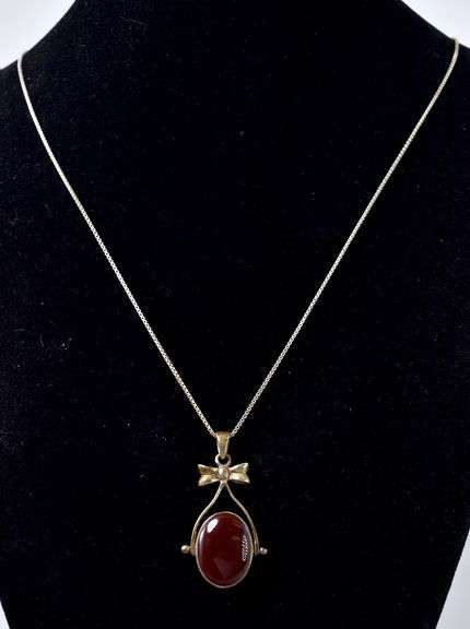 Chalcedony Gemstone Pendant Necklace in Sterling Silver