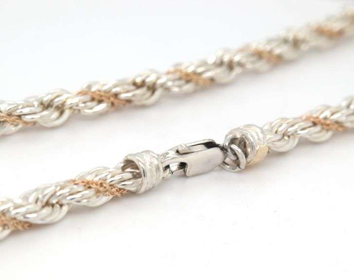Precious Sterling silver and gold rope chain necklace and bracelet