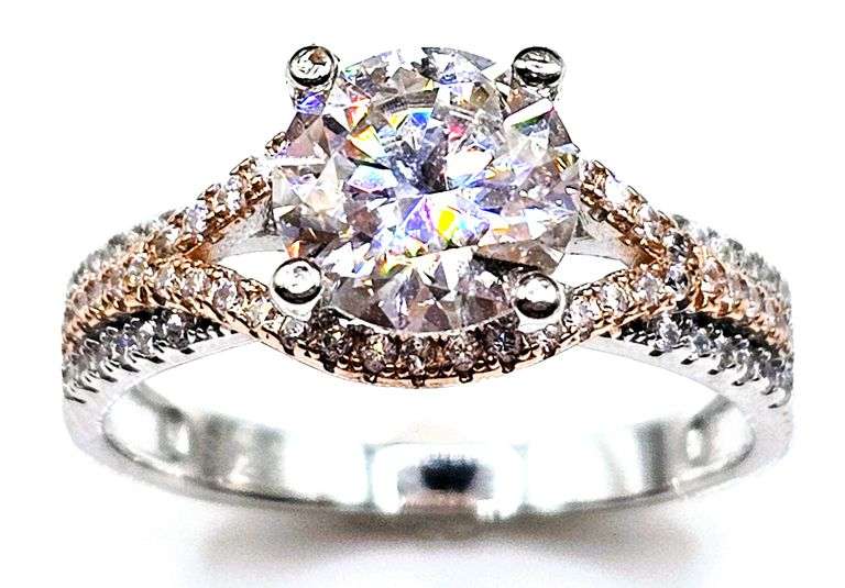 Sparkling 2.15 Ct 14 Kt White Gold Plated Engagement Ring