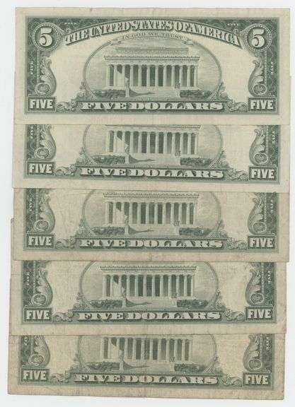 5 Seldom-seen 1963 Series $5 Red Seal STAR notes