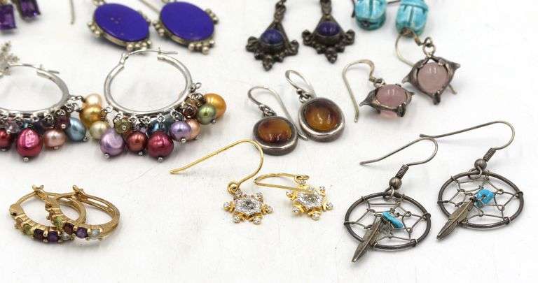 14 Pairs of Vintage 925 sterling silver earrings