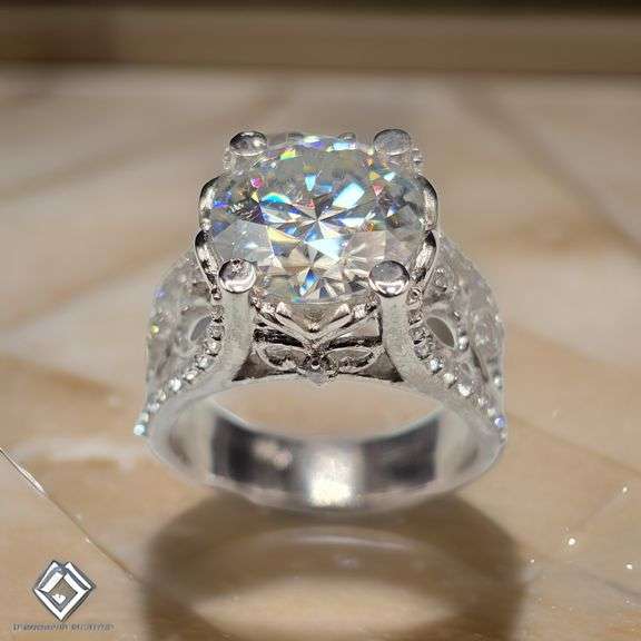 Huge Rare 6.25 Ct VVs1 Sparkling White E-F Fire Moissanite Ring