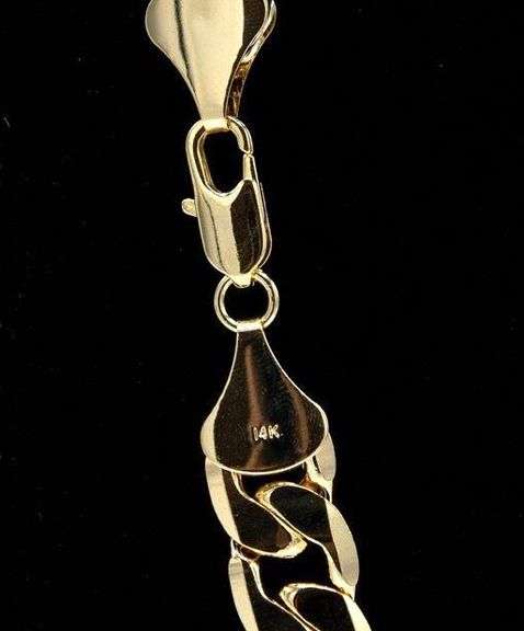 Huge 124.4 Gram 14 Kt Yellow Gold Plate Italian Figaro Link Necklace