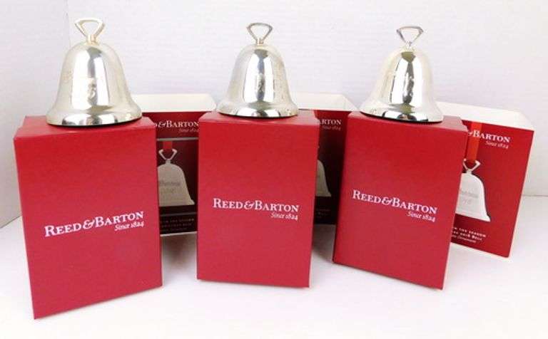 3 Reed & Barton Silverplate Christmas Bells w/Boxes