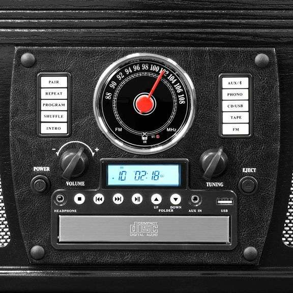 Classic Real Wood Turntable Media Player