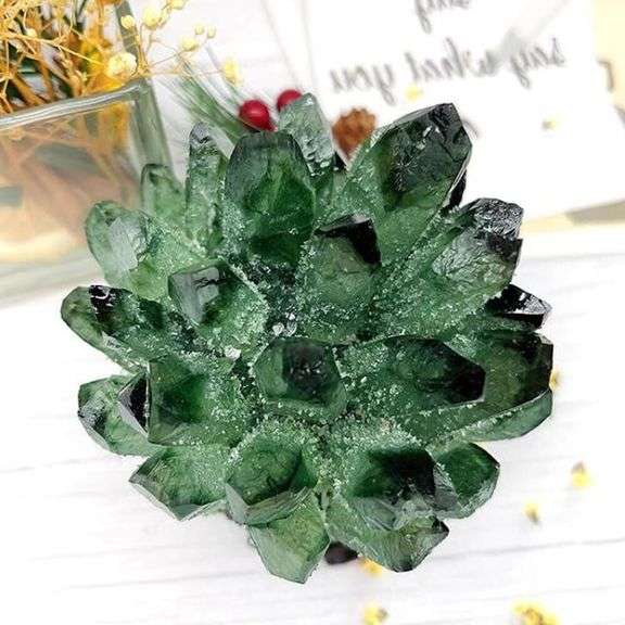Natural Green Quartz Crystal Cluster