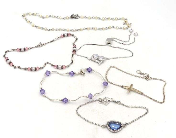 Vintage 925 sterling silver group lot of 6 bracelets