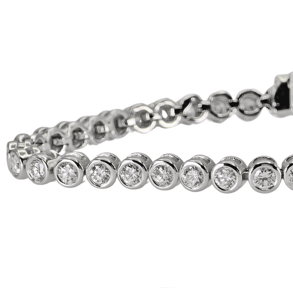 Stunning 14K (585) White Gold- Brilliant Cut VS Natural Diamond: Tennis Bracelet
