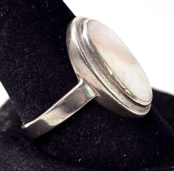 Mother of Pearl Gemstone Ring in Sterling Silver
