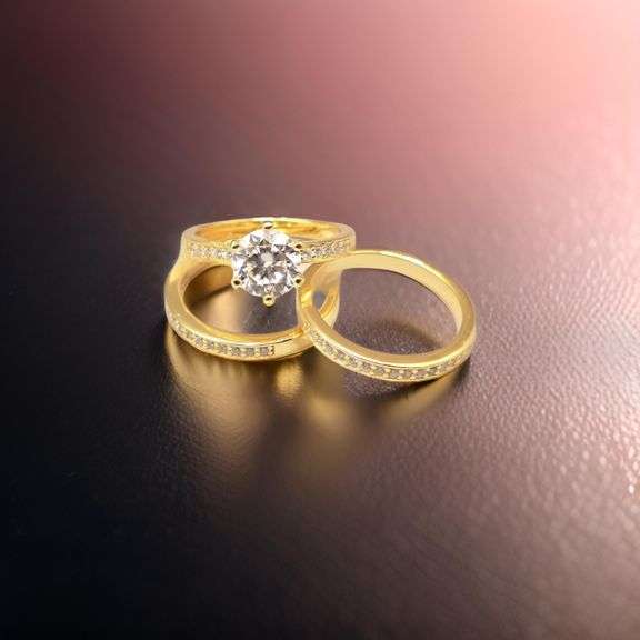 Dazzling 2 Ct Lab Simulated Diamond 14 Kt Yellow Gold 3 Band Stackable Ring Set