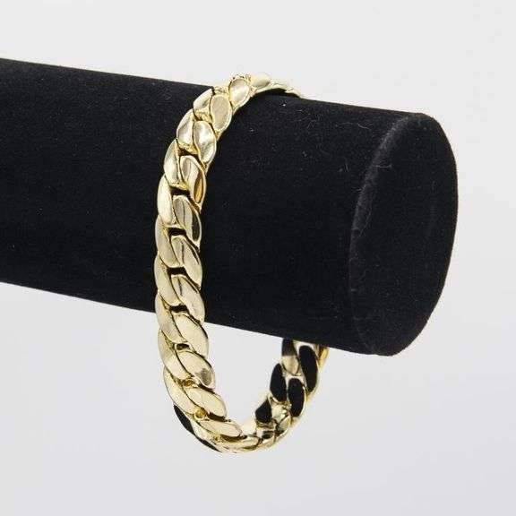 Huge 47.3 Gram 14 Kt Gold Plate Cuban Link Bracelet