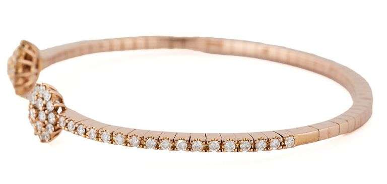 1.18ctw Diamond Cluster Open Cuff Bracelet in 18K
