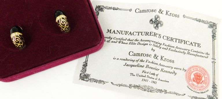 Camrose & Kross Jackie Kennedy Pierced Earrings, MIB