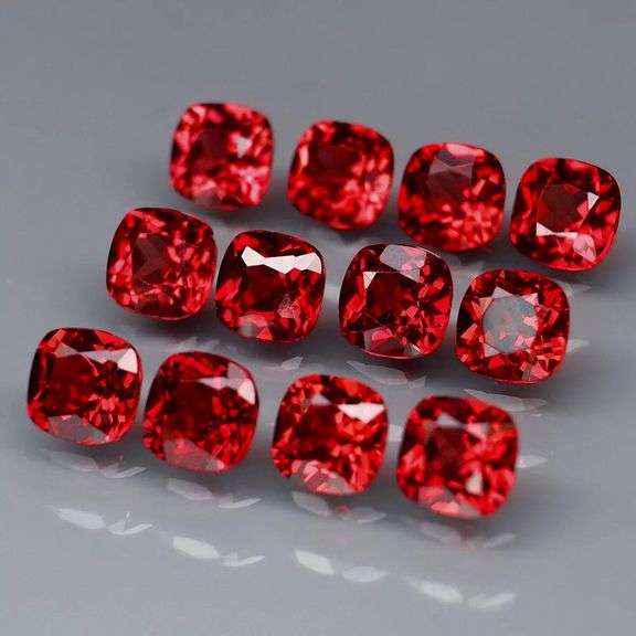 Premium 5.06ct cushion cut cherry red Garnet set