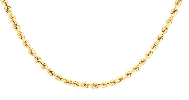 Popular 14K YG Solid Rope Long Necklace