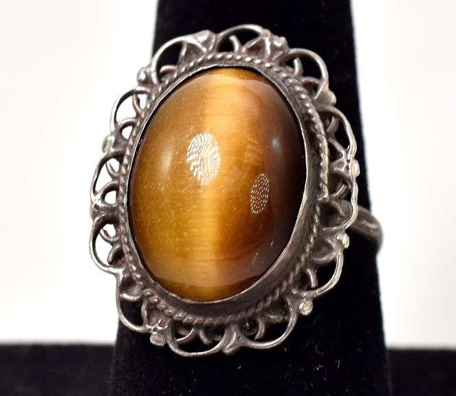 Tiger's Eye Gemstone Ring in Sterling Silver
