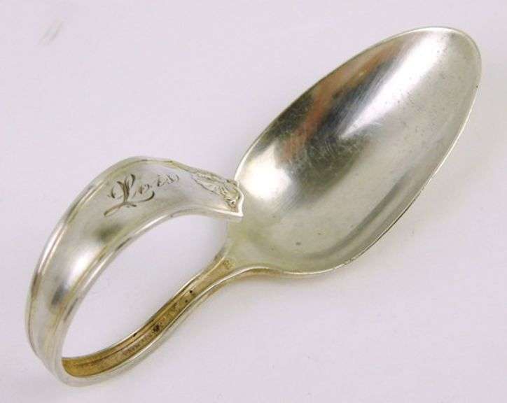 Antique Sterling Silver Baby Spoon, Engraved Lois