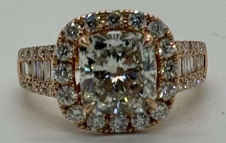 14K Rose Gold Radiant Cut Lab Diamond Ring