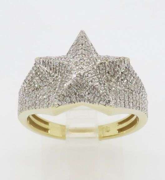 Star Ring made in Yellow Gold Encrusted in Diamonds