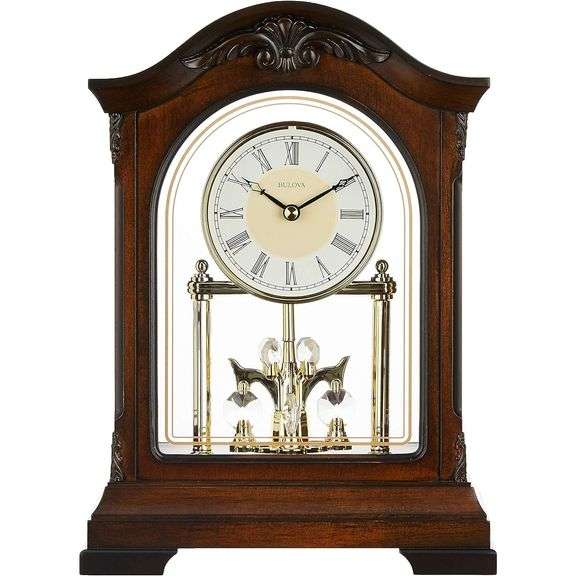 Bulova Clock Walnut Finish with Revolving Pendulum