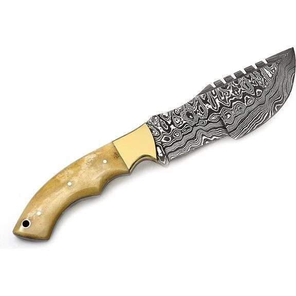 Damascus Steel Buffalo Bone Handle Knife