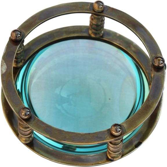 Vintage Engraved Brass Desk Magnifier