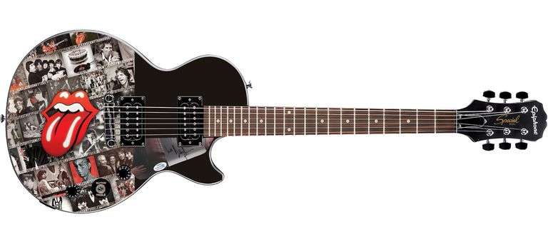 Bill Wyman Signed Rolling Stones Epiphone Les Paul Photo Graphics Guitar ACOA