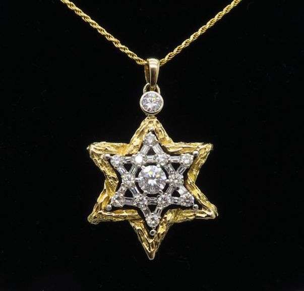 Custom Made Star of David Diamond Pendant Necklace