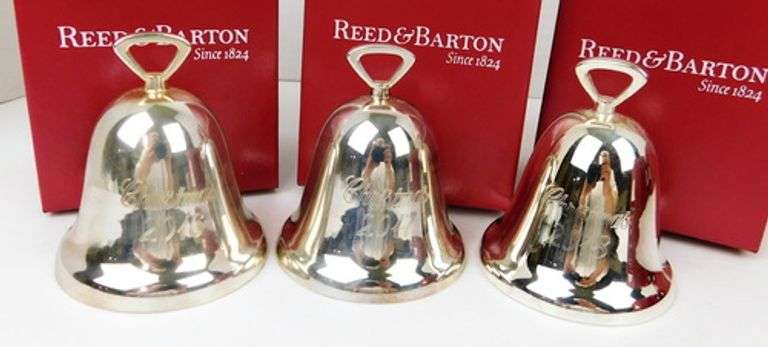 3 Reed & Barton Silverplate Christmas Bells w/Boxes
