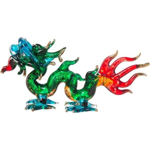 Hand Blown Glass Miniature Chinese Dragon Figurine