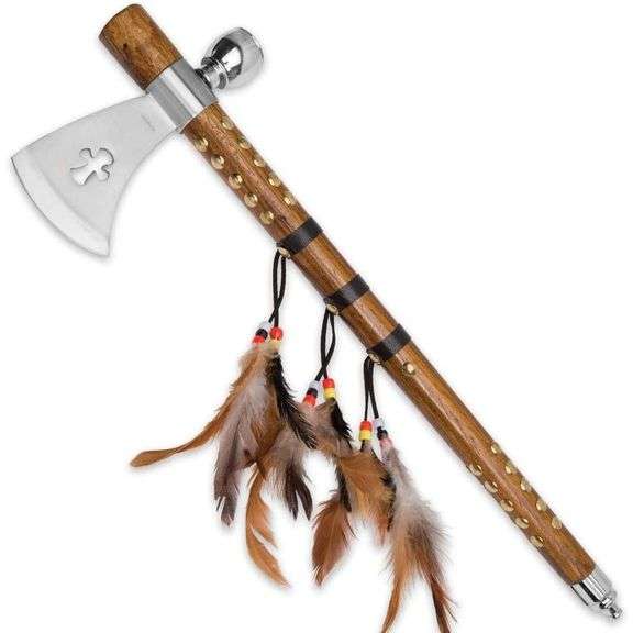 Authentic Native American Peace Pipe Tomahawk Axe