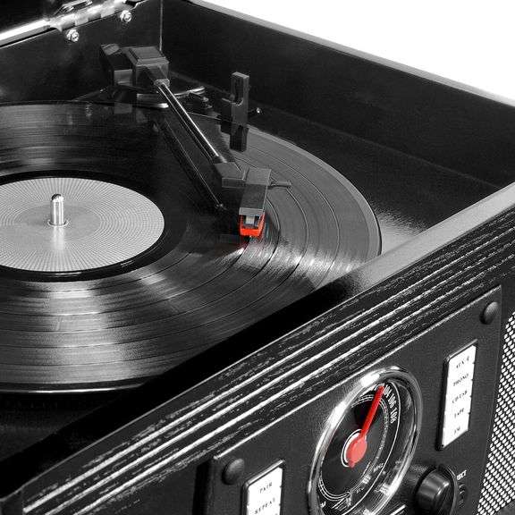 Classic Real Wood Turntable Media Player