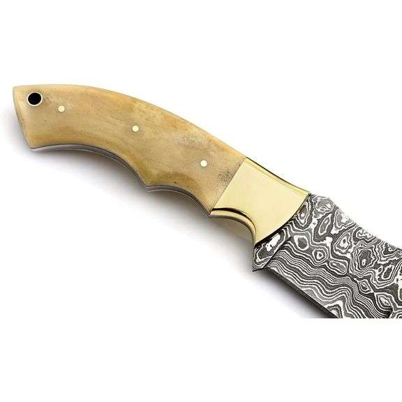 Damascus Steel Buffalo Bone Handle Knife