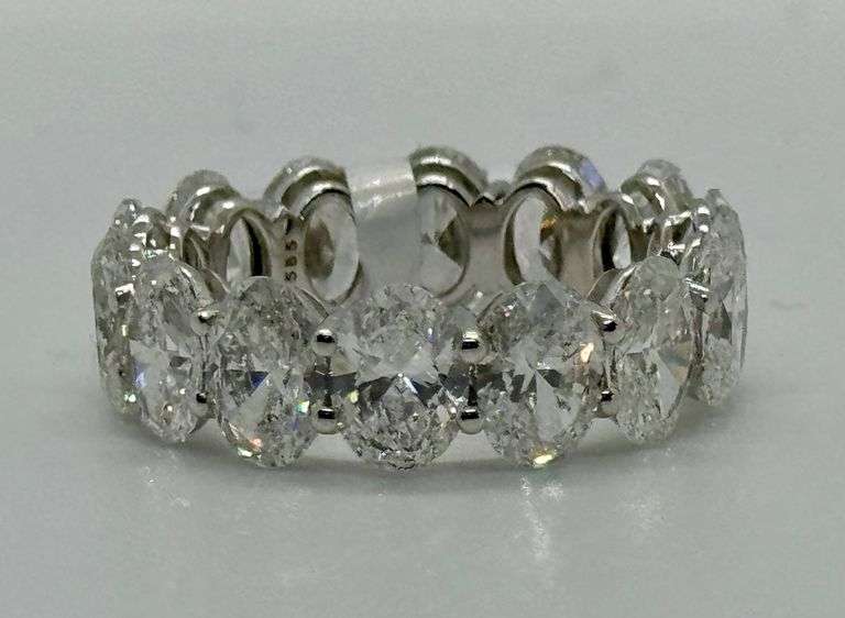 14K Oval Cut White Gold Lab Diamond Wedding Band