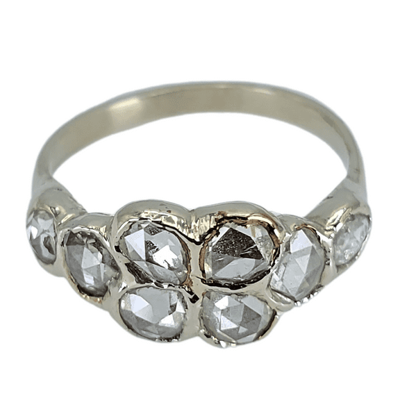 14k (585) White Gold Natural Rose Cut 1.4 Ct White Diamond, Size 5.5