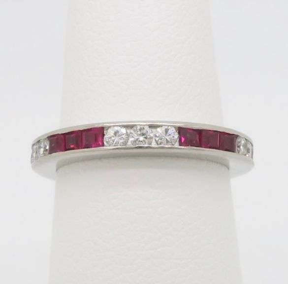 Platinum Diamond & Ruby Eternity Band