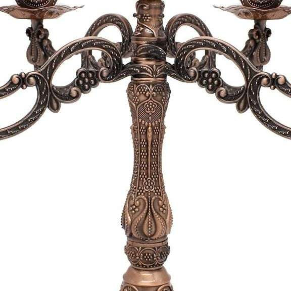 5-Candle Metal Candelabra Red Bronze Candle Holder