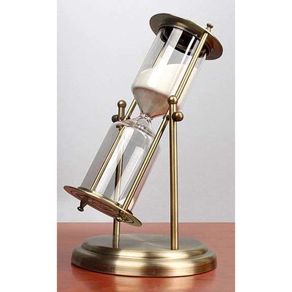 Handblown Metal & Acrylic Golden Hourglass Timer