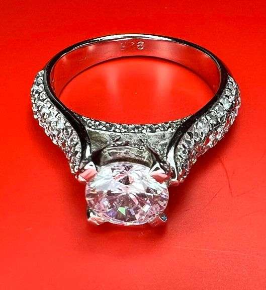 Sparkling 5.75 Ct 14 Kt White Gold Plated Engagement Ring