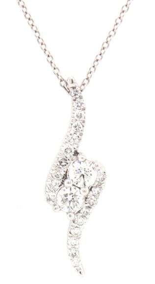 14kt White gold ever us 0.50ctw 2 tone bypass pendant on chain