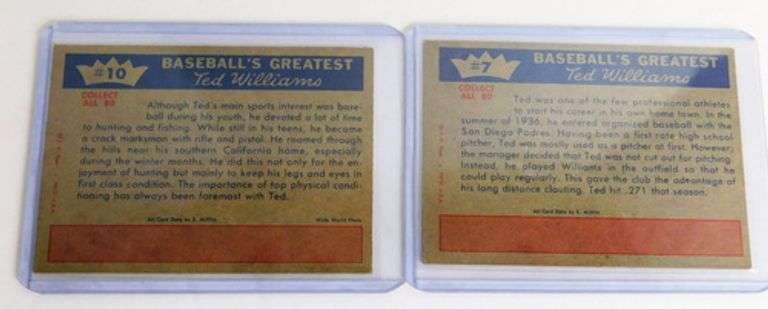 2 Ted Williams Fleer Baseball Cards