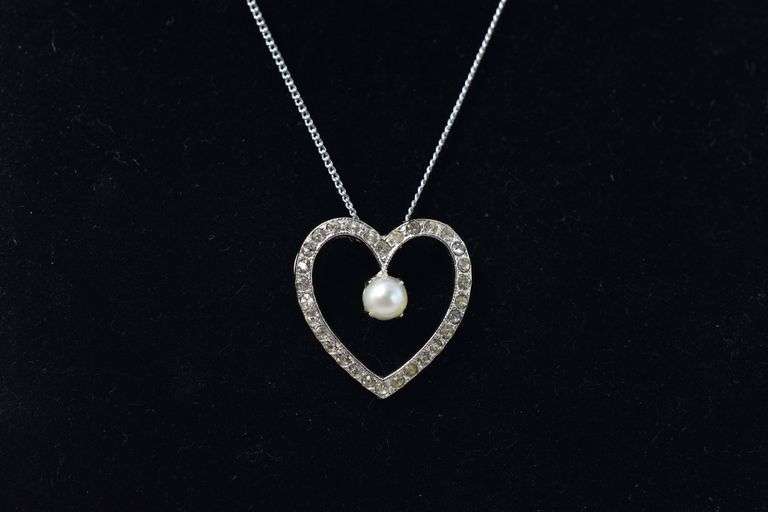 Pearl and CZ Gemstone Pendant Necklace in Sterling Silver