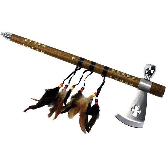 Authentic Native American Peace Pipe Tomahawk Axe