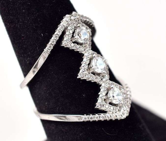 CZ Gemstone Wide Ring in Sterling Silver