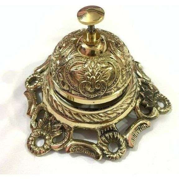 Vintage Brass Desk Bell Gold Finish