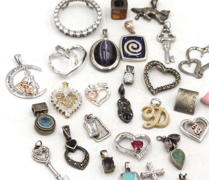 Group lot of Vintage 925 sterling silver pendants and charms